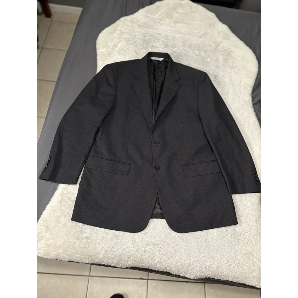 Pronto Uomo Mens Charcoal Gray‎ Wool Sport Blazer Jacket Size 44R Italy